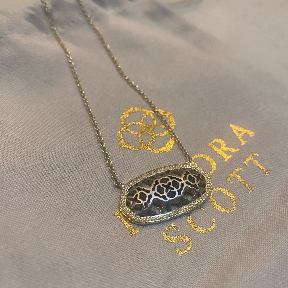FLASH SALE: Dolly necklace -Silver filigree with gold border